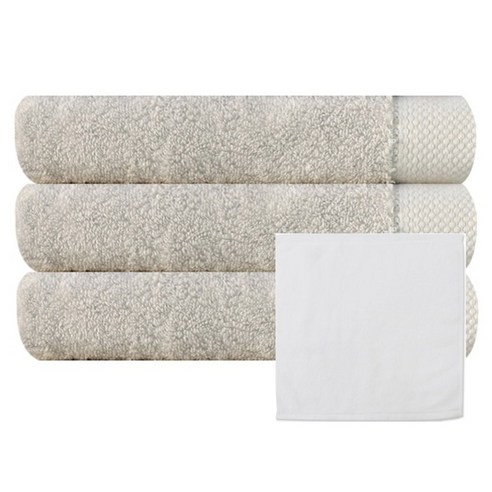 송월타월 피안느 타월 170g 40수 3p + 뉴컬러 핸드타월 흰색, 연베이지, 1세트