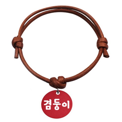 펫츠룩 굿모닝 카라멜 반려동물 목걸이 S 알미늄원형 팬던트 M, 레드(겸둥이), 1개