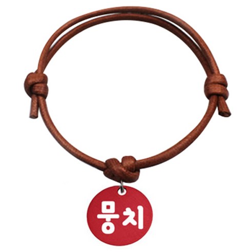 펫츠룩 굿모닝 카라멜 반려동물 목걸이 S 알미늄원형 팬던트 M, 레드(뭉치), 1개