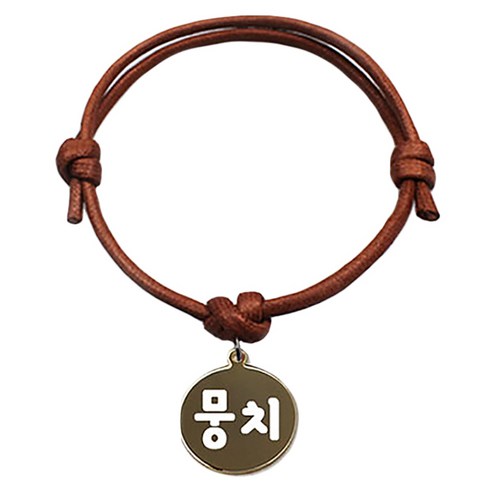 펫츠룩 굿모닝 카라멜 반려동물 목걸이 S 메탈원형 팬던트 M, 골드(뭉치), 1개