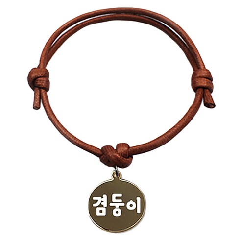 펫츠룩 굿모닝 카라멜 반려동물 목걸이 S 메탈원형 팬던트 M, 골드(겸둥이), 1개