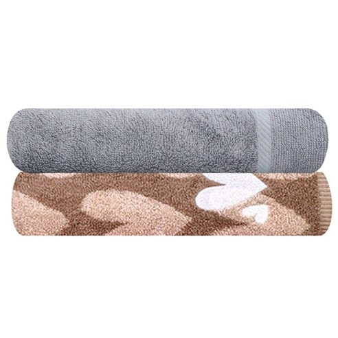 송월타월 뱀부얀 마르쉘 호텔수건 + 스윗하트 러브미 수건 갈색, 그레이, 1세트