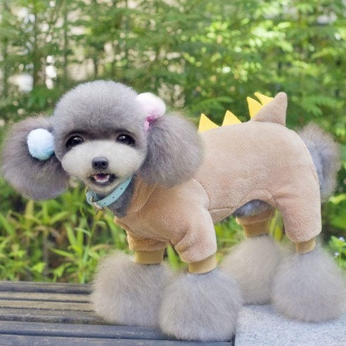 아울리빙 공룡 반려동물 올인원 옷, 브라운