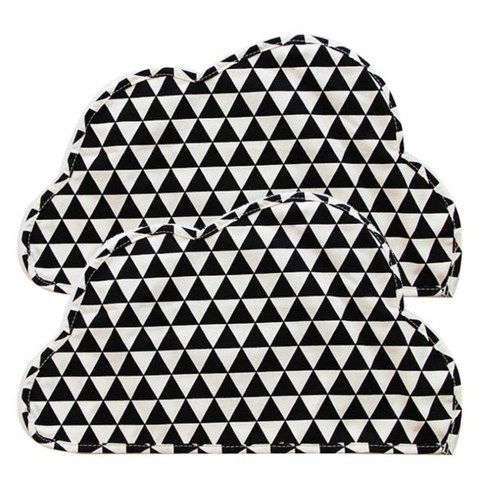 마켓감성 북유럽 구름 식탁매트 2p, 검정삼각, 47 x 27.5 cm