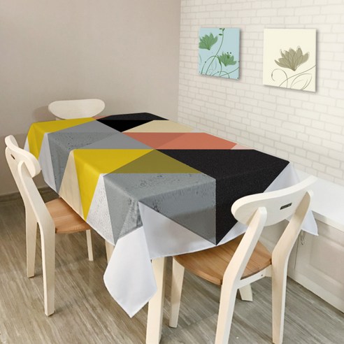 이코디 기하학패턴 테이블 보, 컬러풀, 140 x 140 cm
