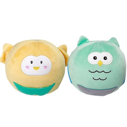 더플래 반려견 노즈워크 토이볼 50cm, 옐로우(병아리), 민트(부엉이), 2개입