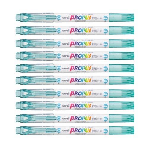 미쯔비시 유니 프로퍼스 소프트라인 PUS-102T 형광펜, 아쿠아, 10개