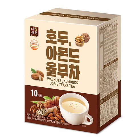 다농원 호두 아몬드 율무차, 10개입, 1개, 18g