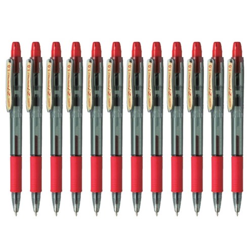 제브라 Z-1(RT) 노크식 유성볼펜 1.0mm, 적색, 12개입