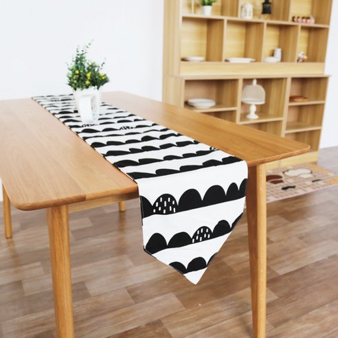 리빙팝 모던 블랙엔화이트 테이블러너, 혼합 색상, 30 x 200 cm