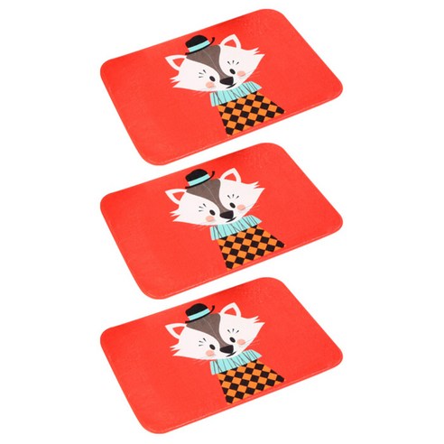 아울리빙 동물캐릭터 주방 발매트 3p, 여우