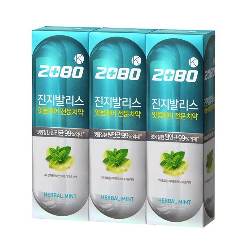 2080 진지발리스 허벌민트 치약, 140g, 3개