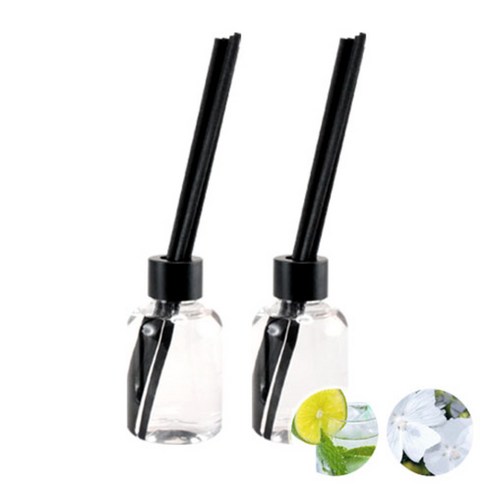 더아로마샵 디퓨져 리필액 100ml x 2p + 블랙 섬유스틱 10p + 블랙캡 2p, 라임바질, 달링머스크