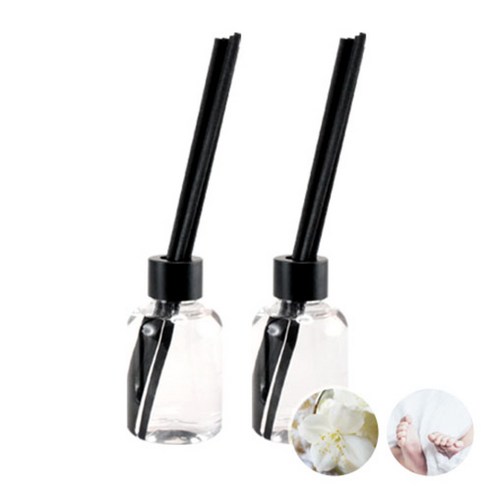 더아로마샵 디퓨져 리필액 100ml x 2p + 블랙 섬유스틱 10p + 블랙캡 2p, 화이트쟈스민, 베이비파우더