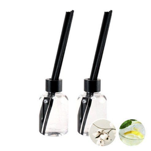 더아로마샵 디퓨져 리필액 100ml x 2p + 블랙 섬유스틱 10p + 블랙캡 2p, 화이트코튼, 프레쉬시트러스