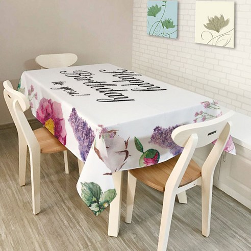 핑크망고 수채화 아트 키친 테이블커버, F, 150 x 210 cm
