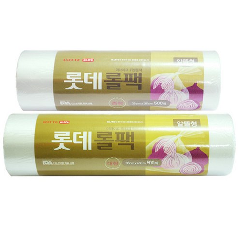롯데이라이프 롤팩 알뜰형 중형 500매 + 롤팩 알뜰형 대형 500매, 1세트
