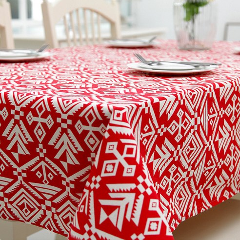 이코디 캔버스 패턴 테이블 보, 레드피규어, 140 x 180 cm