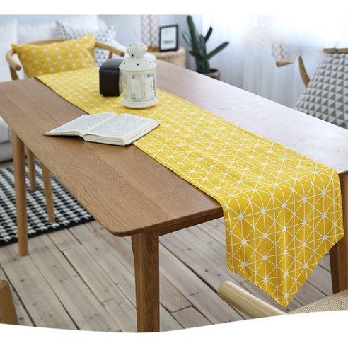 아리코 25 kitchen 유럽풍 테이블 러너, 옐로우 격자도트, 4인(30 x 180 cm)