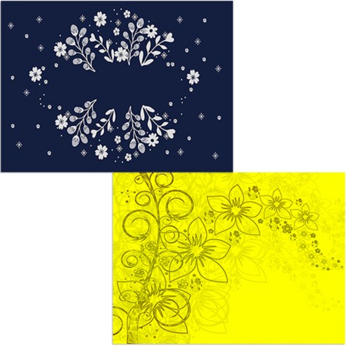 벨라 실리콘 식탁매트 2p 꽃향기 노랑 + 은하수, 혼합 색상, 385 x 285 mm