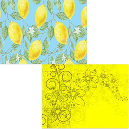 벨라 실리콘 식탁매트 2p 꽃향기 노랑 + 레몬, 혼합 색상, 385 x 285 mm