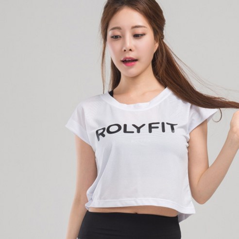 롤리핏 매쉬 크롭 숏 슬리브 스포츠 티셔츠
