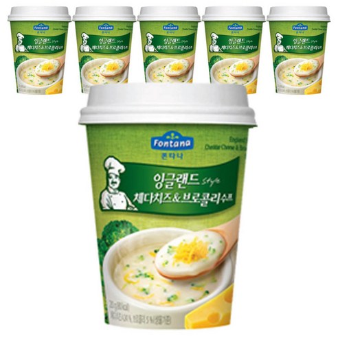 폰타나 잉글랜드 체다치즈 & 브로콜리 컵수프, 20g, 6개