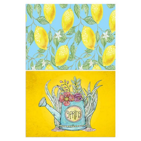 로엠디자인 실리콘 식탁매트 2p 레몬, 화분05, 385 x 285 mm