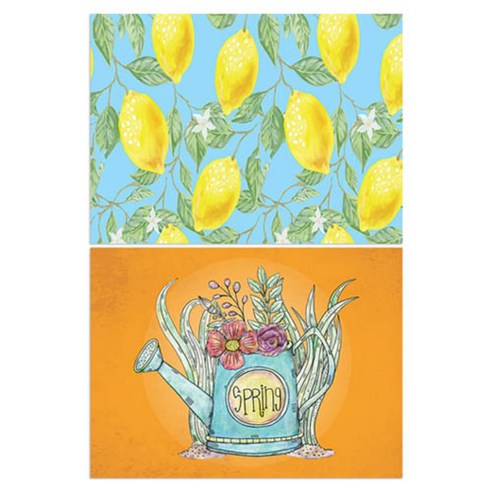 로엠디자인 실리콘 식탁매트 2p 레몬, 화분08, 385 x 285 mm
