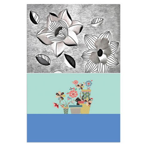 로엠디자인 실리콘 식탁매트 2p 블랙플라워, 꽃속고양이(1), 385 x 285 mm