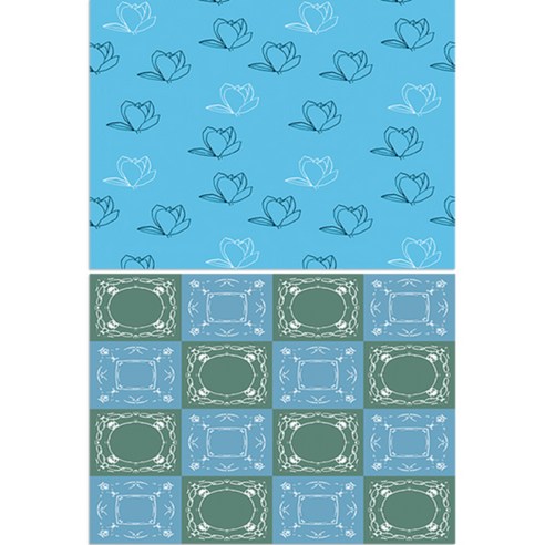 로엠디자인 실리콘 식탁매트 목련3 민트 + 패턴, 2, 385 x 285 mm