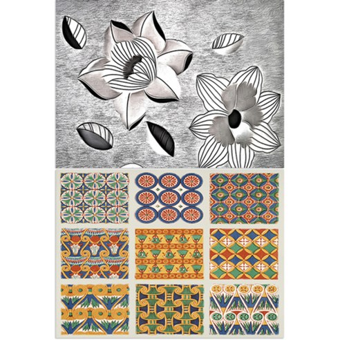 로엠디자인 실리콘 식탁매트 블랙플라워 + 카펫트, 4, 385 x 285 mm