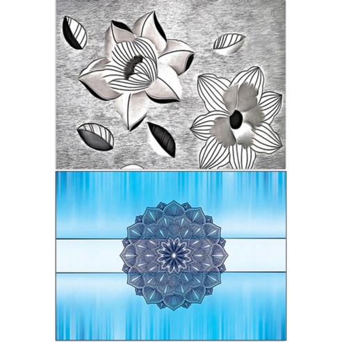 로엠디자인 실리콘 식탁매트 블랙플라워 + 연꽃2, 혼합 색상, 385 x 285 mm