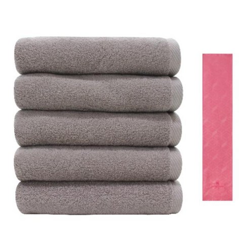 송월타월 노블레스 타월 150g 5p 연갈색 + 아날도바시니 블록패턴 스포츠 타올, 분홍, 1세트