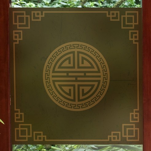 뭉키데코 고급 칼라 안개 창문용 시트지 전통 문양 아트, 05