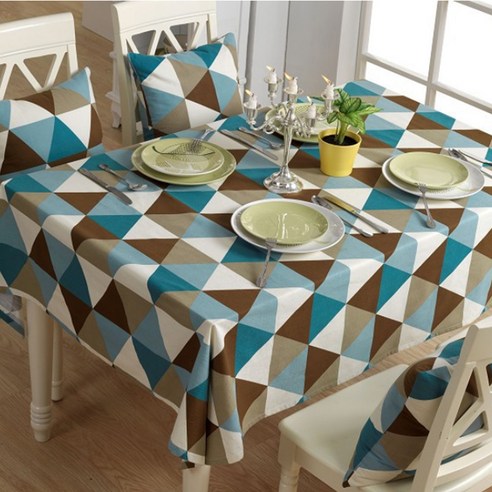 이코디 레귤러 트라이앵글 테이블 보, 블루, 90 x 90 cm