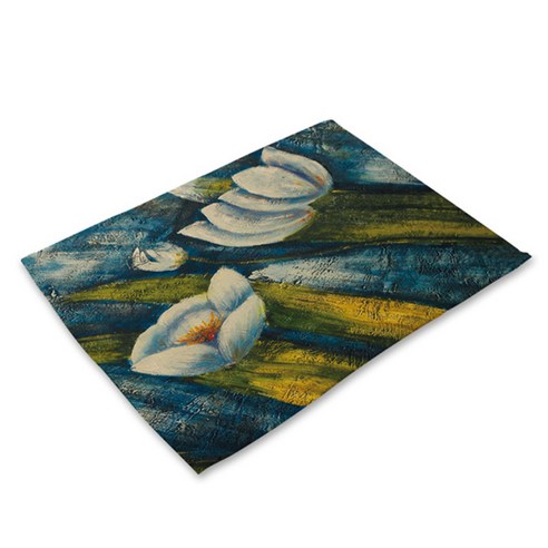 비케이 꽃 추상 식탁매트, 11, 가로 42cm x 세로 32cm