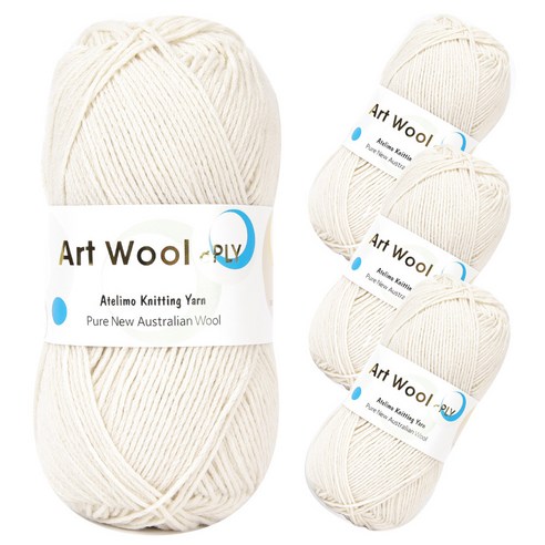 아트울8PLY 울 100% 뜨개실 4p, 1번 밀크