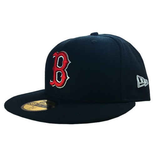뉴에라 59FIFTY 어센틱 보스턴 레드삭스 MLB 모자, 진네이비, 1개