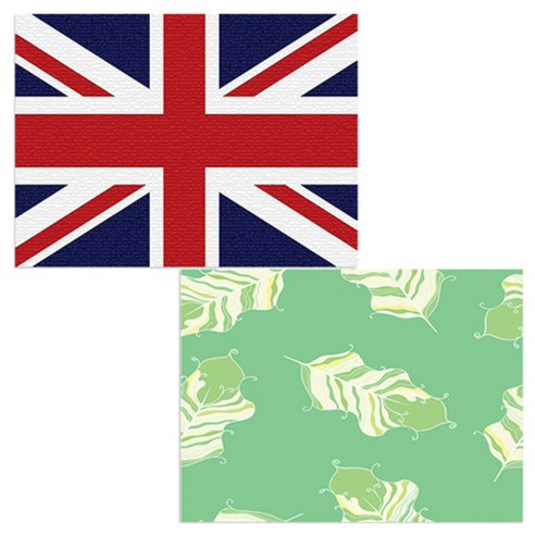 벨라 실리콘 식탁매트 깃털 연두 + 영국국기, 혼합 색상, 385 x 285 mm, 두께 1mm