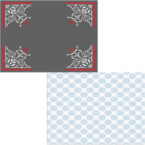 벨라 실리콘 식탁매트 2p 블루플라워패턴 세트, 블루플라워패턴, 카네이션5, 385 x 285 mm