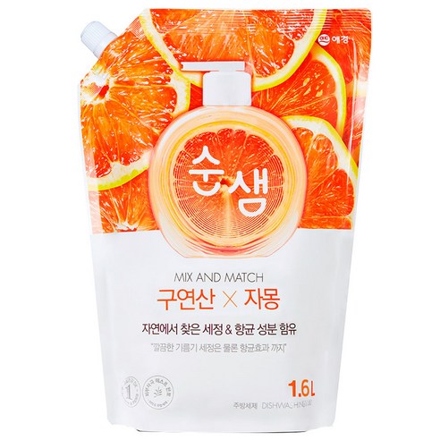 순샘 구연산 자몽 주방세제 리필, 1.6L, 1개