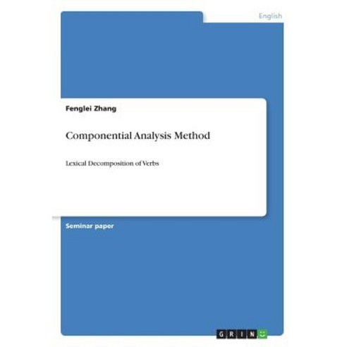 Componential Analysis Method Paperback, Grin Publishing