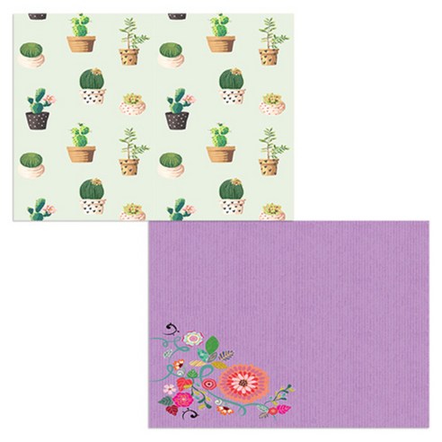 벨라 실리콘 식탁매트 2p 꽃가지1 세트, 꽃가지1, 다육선인장2, 385 x 285 mm, 두께 1mm