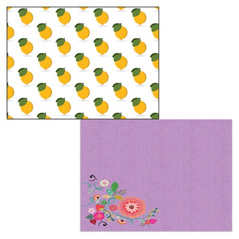 벨라 실리콘 식탁매트 2p 꽃가지1 세트, 꽃가지1, 레몬패턴, 385 x 285 mm, 두께 1mm