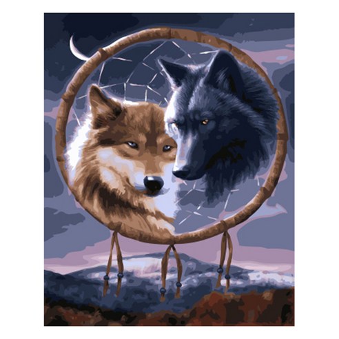 헬로페인팅 DIY 그림그리기 풀세트, 늑대 두마리