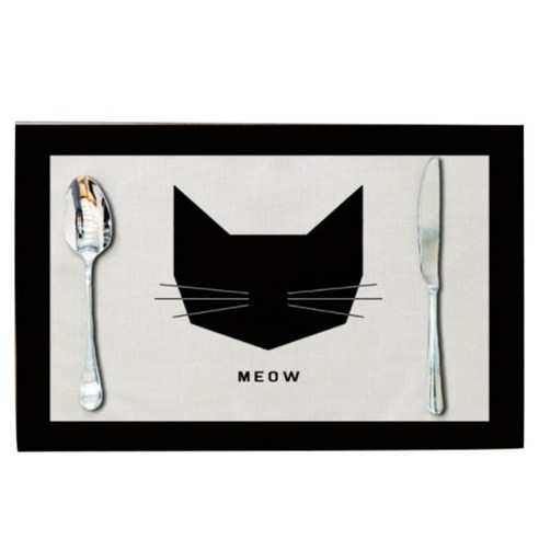 아리코 25kitchen 블랙고양이 식탁매트 2p, MEOW, 44 x 28 cm