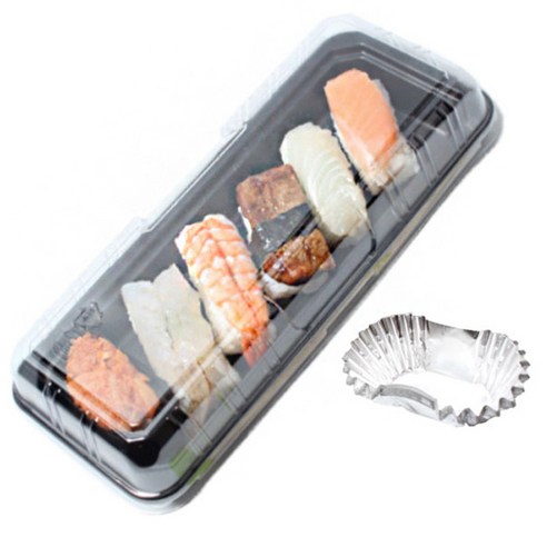 피크닉하우스 블랙김밥도시락용기 10p + 은박반찬컵 10p - 일반일회용도시락 | 쿠팡