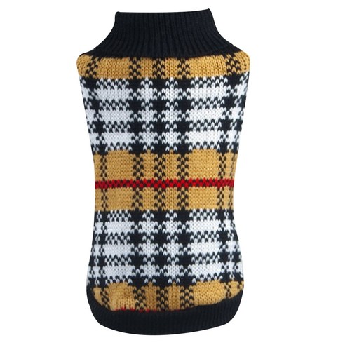 이코디 강아지 체크무늬 스웨터, 혼합 색상
