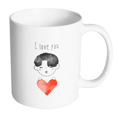 핸드팩토리 하트피켓보이 아이 러브 유 머그컵 330ml, 내부 화이트, 1개